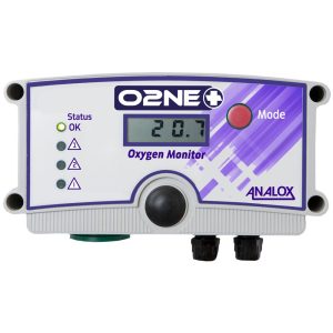 Analox AX1BK10X11QXY01 O2NE+ Oksijen (O2) Tükenimi Duvara Monte Analizörü 230V AC Euro Hızlı Bağlantı Tekrarlayıcılı ve Çıkışsız