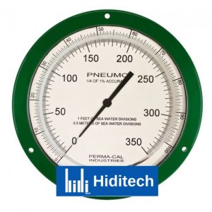 Perma-Cal PER-208FTM90G01 8,5 İnç Pnömo Derinlik Ölçer %0,25 Doğruluk 350 FSW / 100 MSW - Yeşil