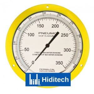 Perma-Cal PER-208FTM90Y01 8,5 İnç Pnömatik Derinlik Ölçer %0,25 Doğruluk 350 FSW / 100 MSW - Sarı