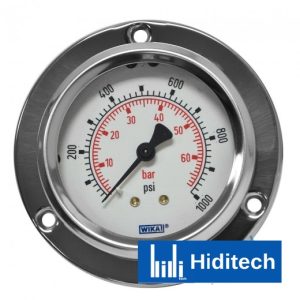 Wika Model 212.53 Bourdon Tüpü Kuru Kutu Basınç Göstergesi 2,5 inç 0-1000 PSI 1/4 inç NPT - Orta Arka Montaj - Ön Flanş